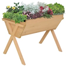Outsunny Wooden Planter Raised Bed Stand Vegetable Flower Bed