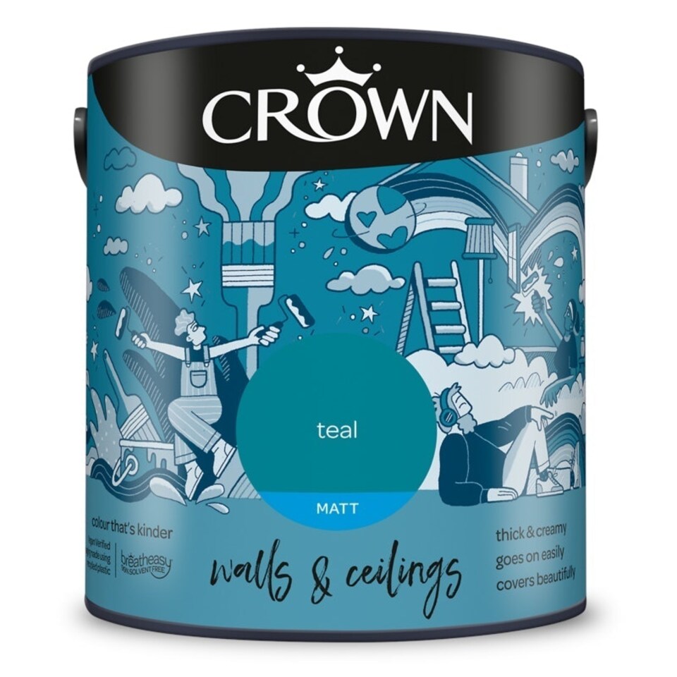 image 1 of Crown Walls & Ceilings Matt 2.5L Teal