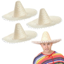 Adult Natural Pom-Pom Sombrero – Mexican Style Fancy Dress Hat N/A | 3