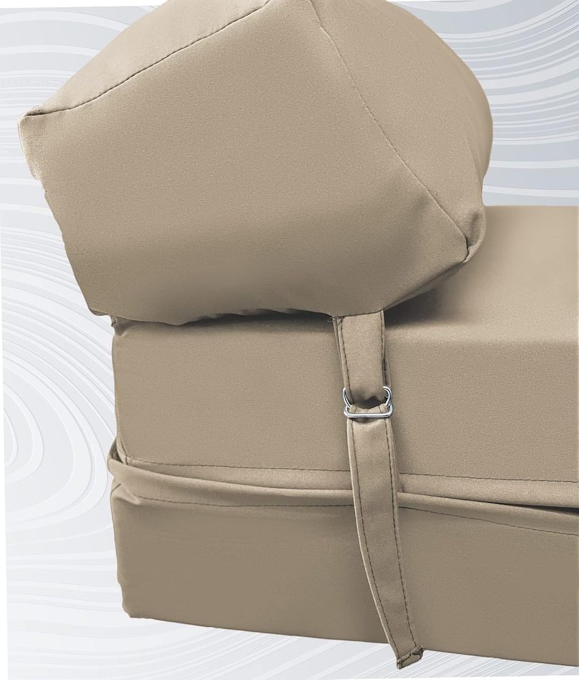 image 1 of Fold Out Z Bed Chair Sofa Lounger With Pillow Beige