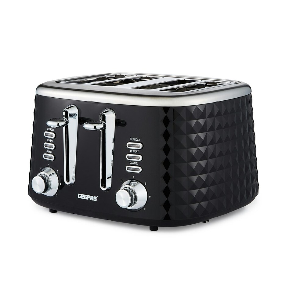 image 1 of GEEPAS 4-Slice Bread Toaster Black