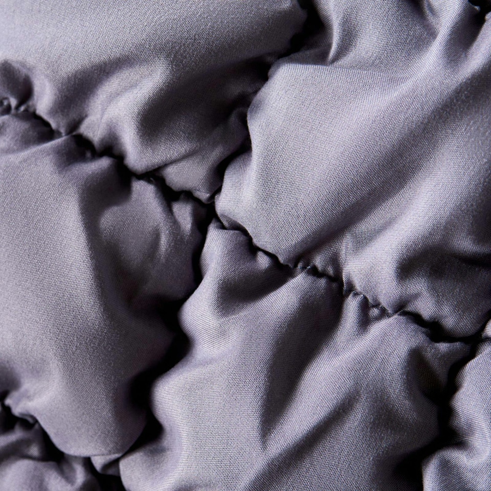 image 1 of OHS Soft Quilted Seersucker Duvet Cover Set Grey | Grey | Double