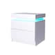 image 1 of Levede 2 Drawer Bedside Table High Gloss RGB LED Nightstand Cabinet | White | White