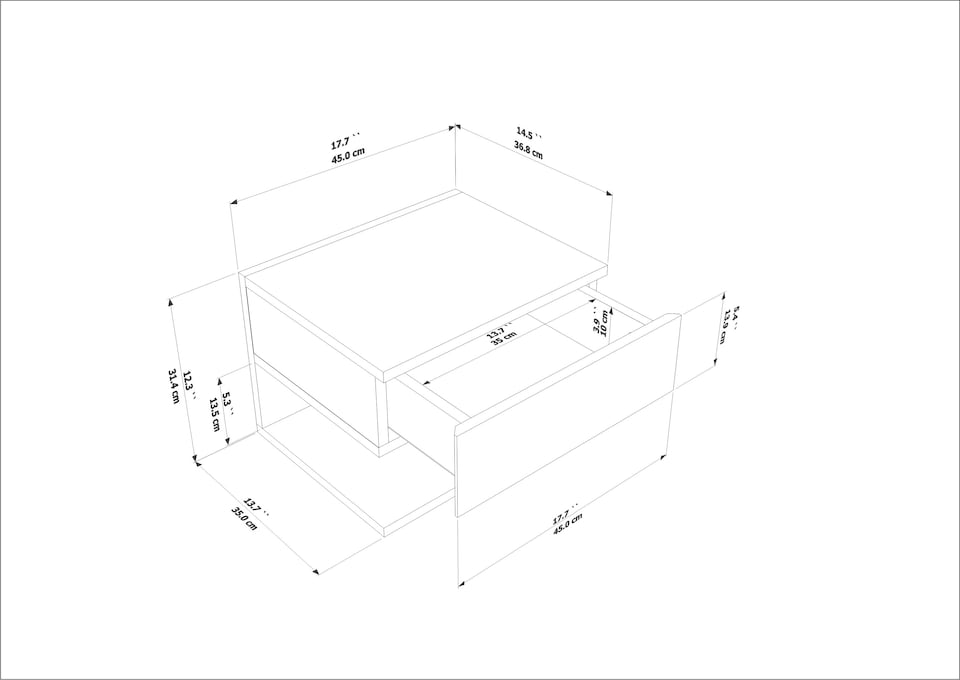 image 1 of Decorotika Vivid Floating Nightstand - 45 cm W x 31.4 cm H x 36.8 cm D