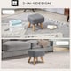 image 3 of HOMCOM Modern Tufted Footstool, Fabric Foot Stool with Rubber Wood Legs, Padded Seat, for Living Room, Bedroom, Entryway, Grey | Grey