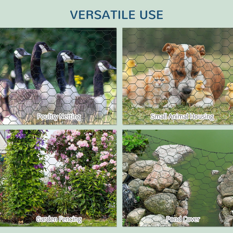 image 1 of PawHut Foldable Chicken Wire Mesh, for Rabbits, Ducks, Geese, 1 x 25m