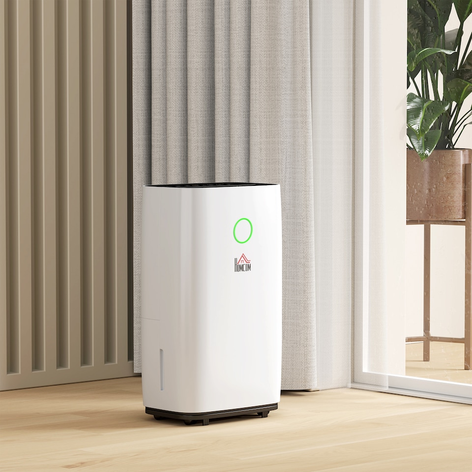 image 1 of HOMCOM 20LDay Portable Dehumidifier for Home, with LED Screen, Sleep Mode, 24H Timer, 4L Water Tank, Electric Air Dehumidifier for Damp Laundry Bedroom Basement