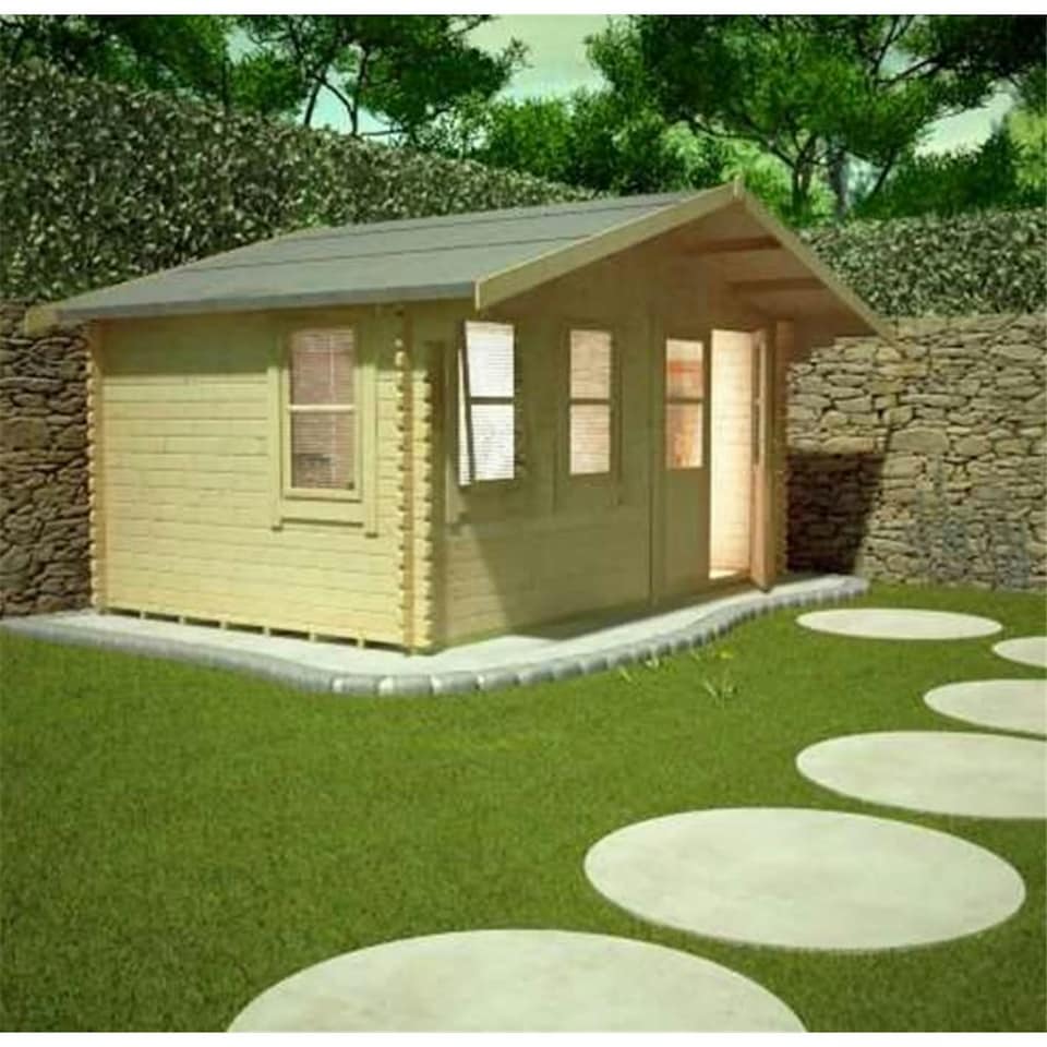 image 1 of 10ft x 14ft (2.95m x 4.15m) Rosco 44mm Wooden Log Cabin (19mm Tongue and Groove Floor and Roof) (10 x 14) (10x14)