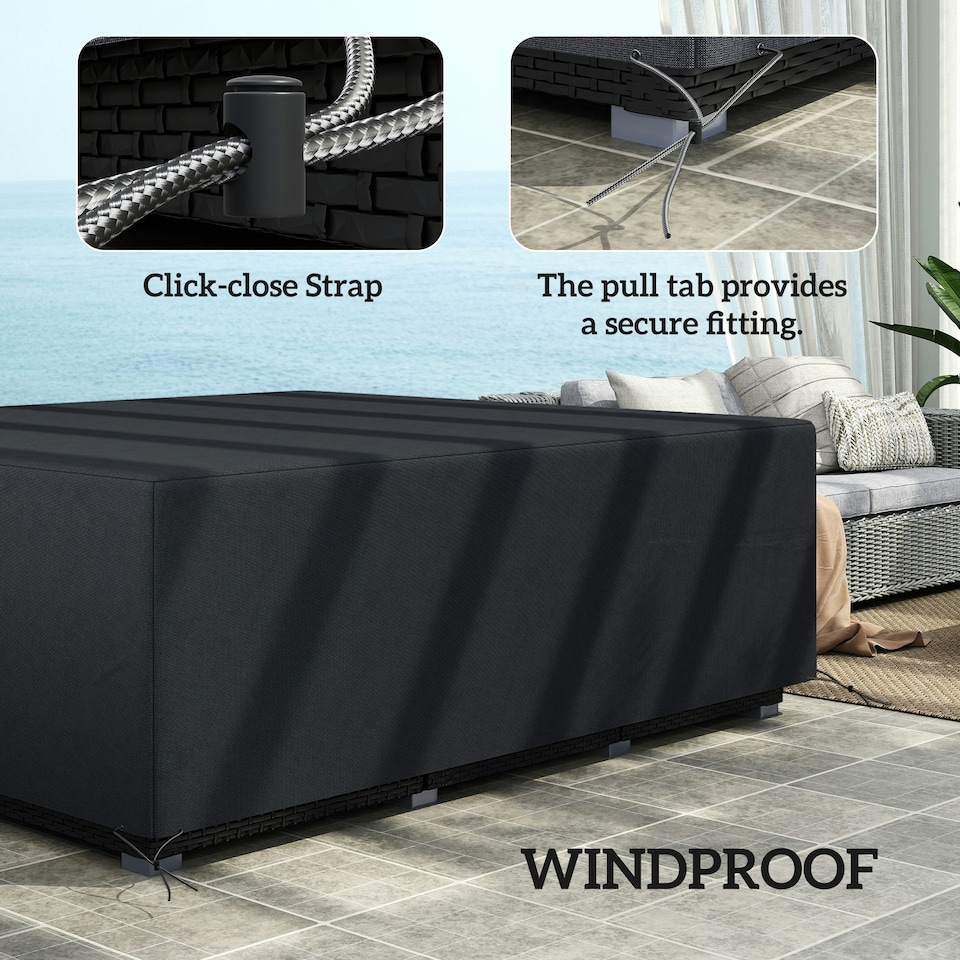 image 1 of Outsunny 225x210cm Outdoor Garden Furniture Protective Cover Black Black | Black