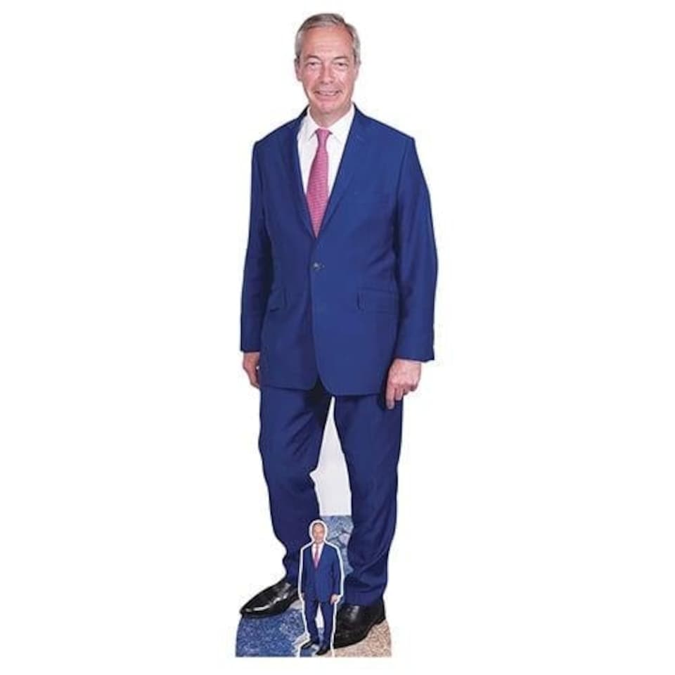 image 1 of Nigel Farage Pink Tie Lifesize Cardboard Cutout 183cm