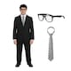 image 1 of Will Costume Set - Suit, Glasses & Black Tie | Black | M