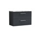 image 1 of Balterley Level Wall Hung 2 Drawer Vanity Unit with Laminate Worktop for Stylish Compact Bathroom Storage | Grey | Satin Soft Black