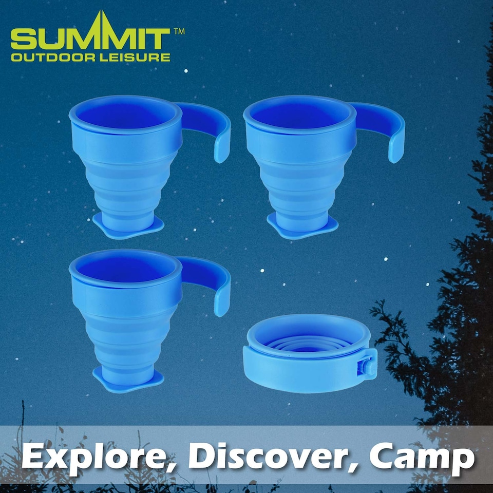 image 1 of PMS Folding Silicone Mugs 4-Pack - Blue, 8cm x 8.5cm
