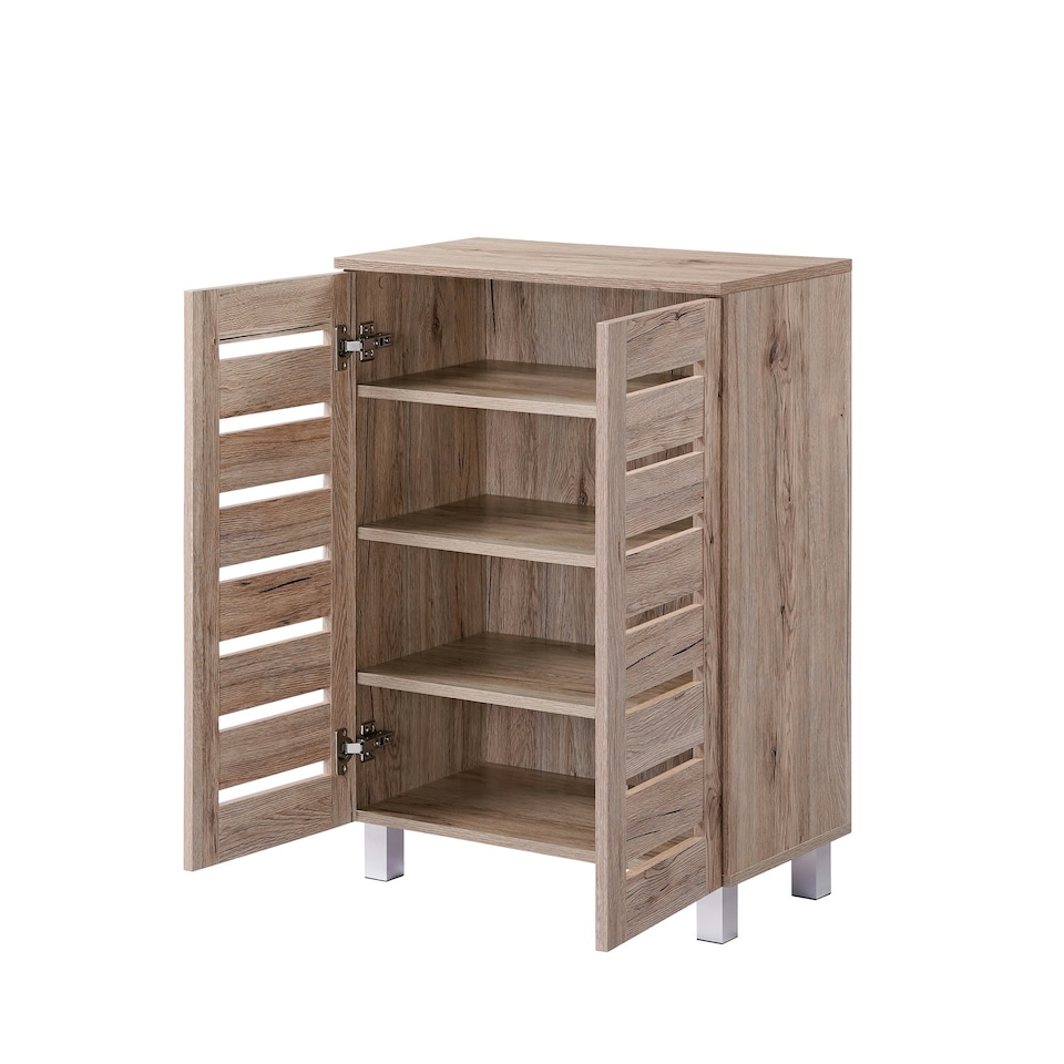 image 1 of Euston Modern 2 Door Shoe Storage Cabinet Brown