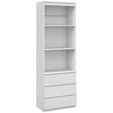 HOMCOM 180cm Tall Bookcase with Storage, Free Standing Bookshelf with 3 Shelves and 3 Drawers, Display Cabinet for Living Room, Home Office, Bedroom, White