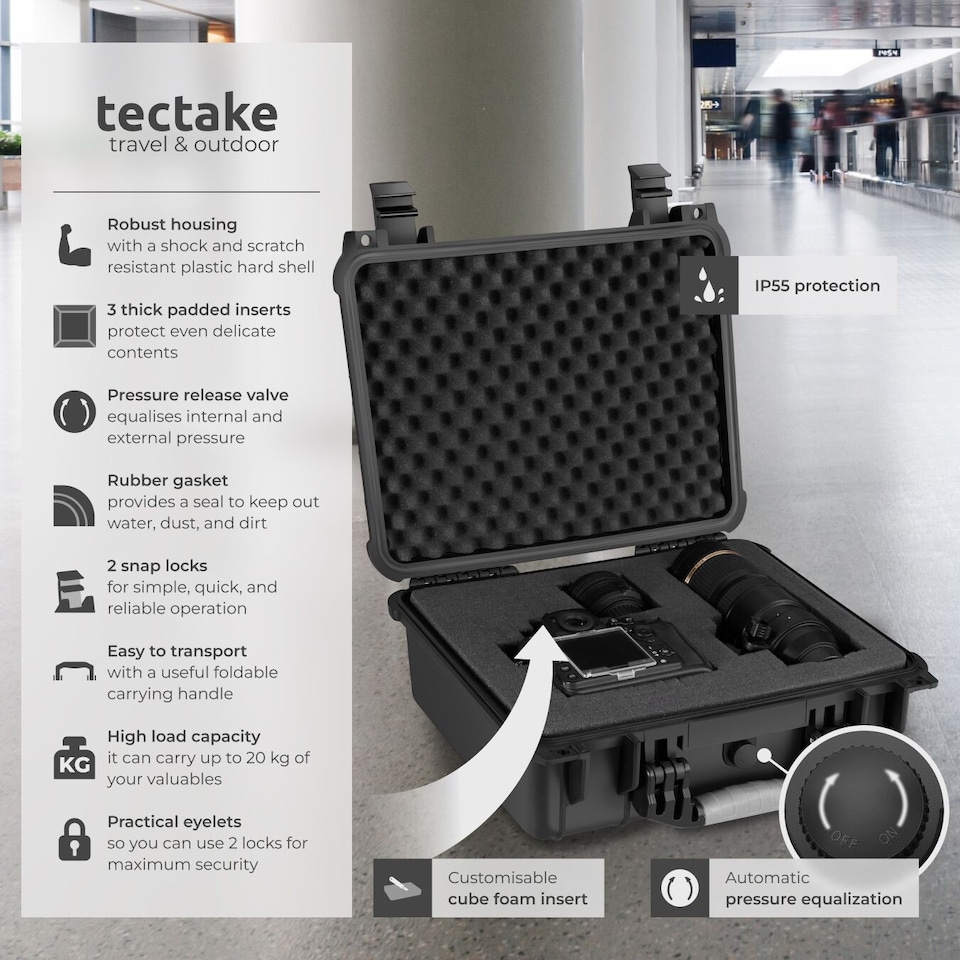 image 1 of Hard Shell Camera Case - foam inserts, waterproof, temperature resistant | Black | black | 1