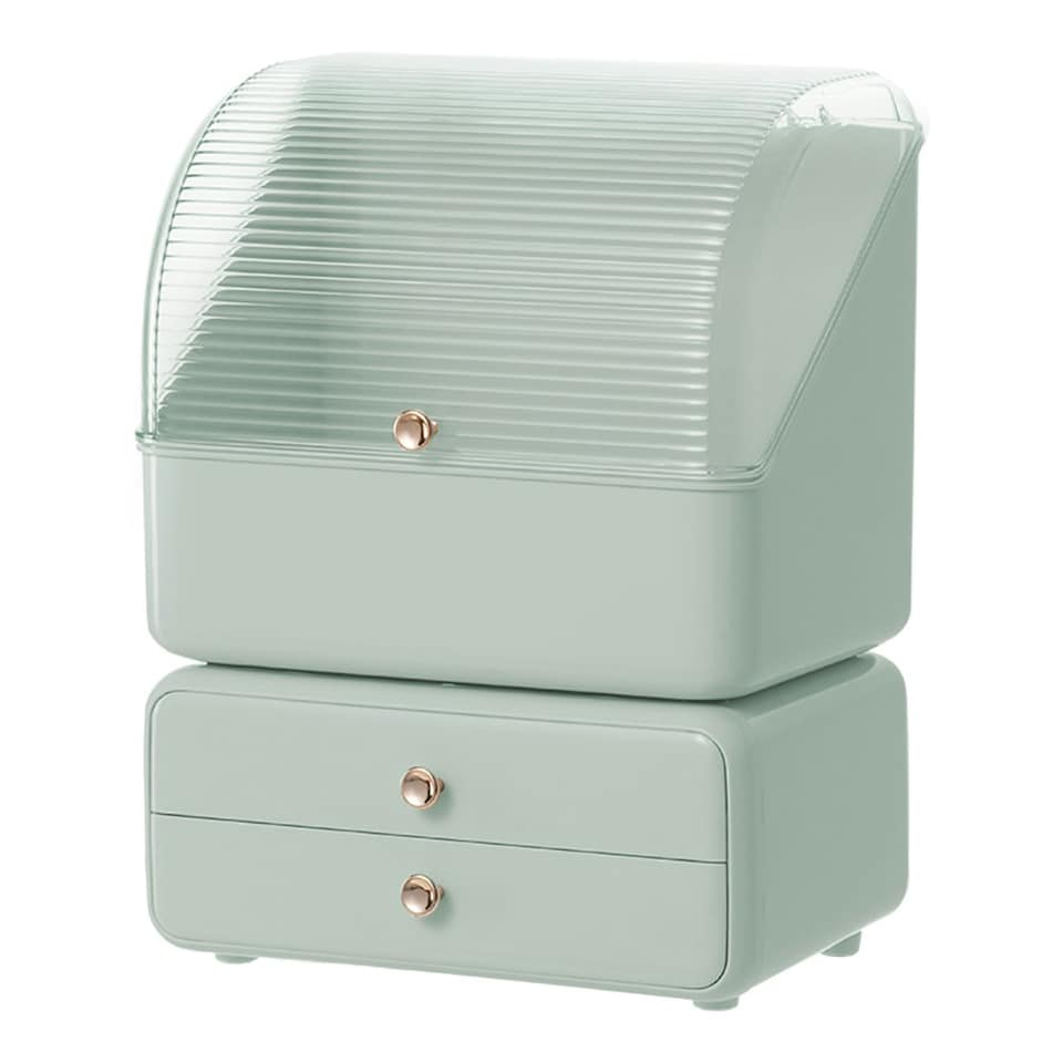 image 1 of Living and Home Desktop Makeup Organizer with Drawers & Lid - Light Green