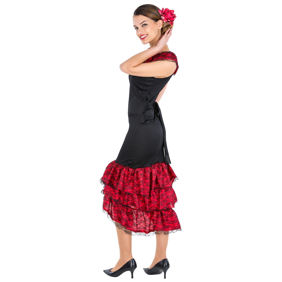 image 1 of Womens Flamenco Dress  Spanish Dancer Costume | Red | red | 2XL | 1