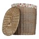 image 4 of Antique Wash Garden Rose Cotton Lined Oval Willow Laundry Basket