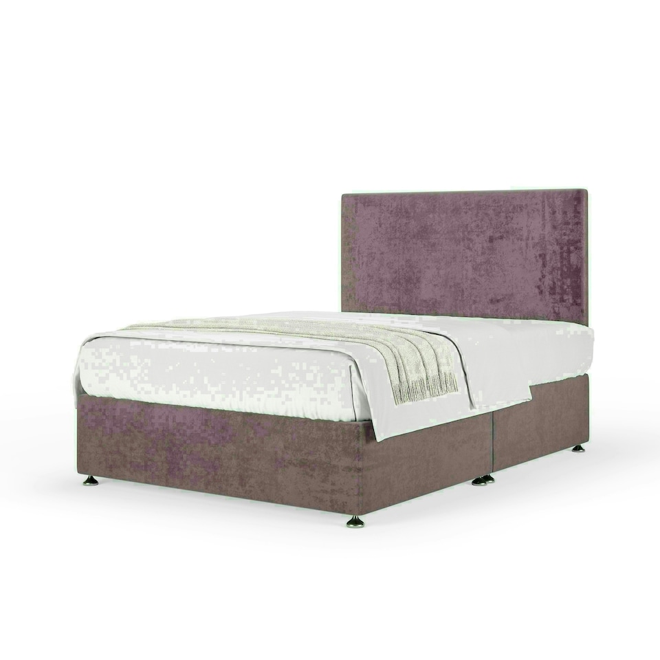 Mauve Naples Velvet No Drawer Divan Base and Valencia Headboard Super King