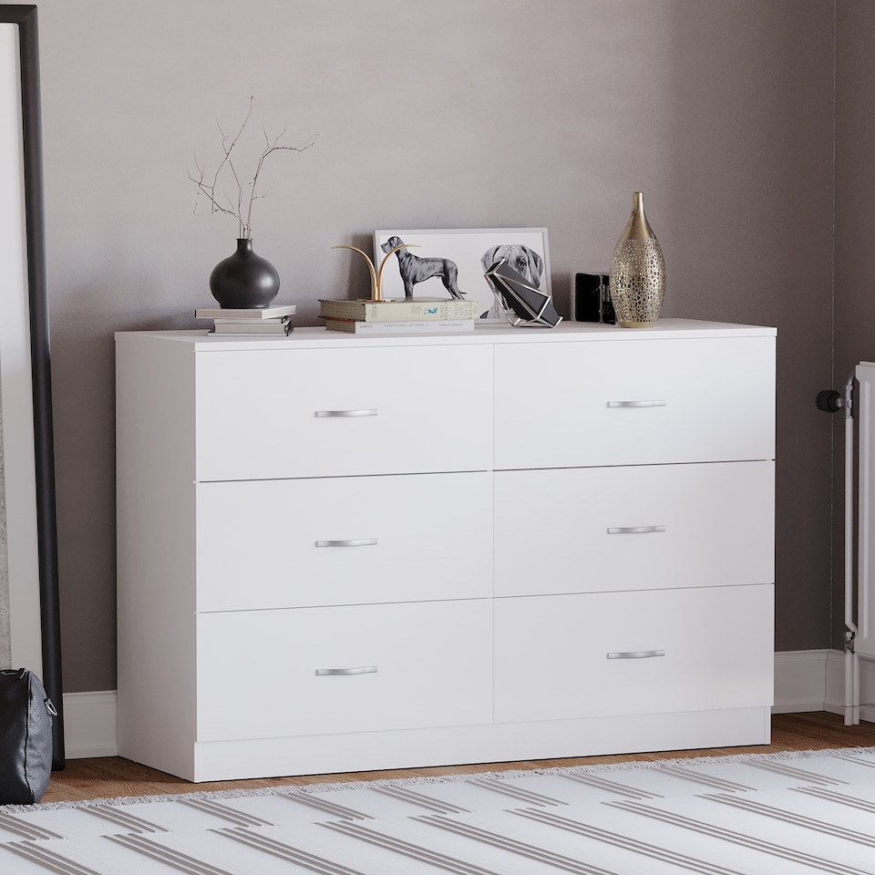 image 1 of Vida Designs Riano 6 Drawer Chest of Drawers Bedroom Storage, White
