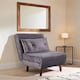image 2 of Single Sofa Bed Folding Chair Velvet Wooden Legs One Pillow | Grey | One Size
