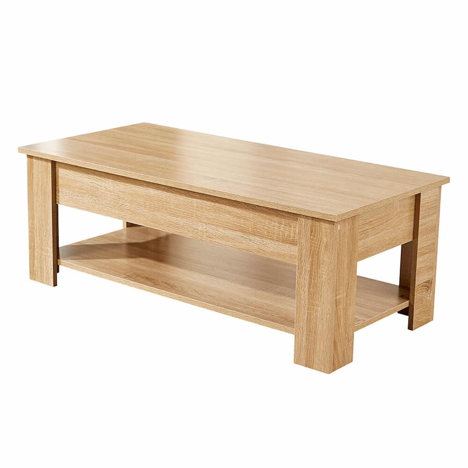 image 1 of Wooden Coffee Table With Lift Up Top Storage Area and Magazine Shelf | Brown