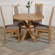 image 2 of Oregon Round Oak Dining Table with 4 Stanford Oak Chairs Brown