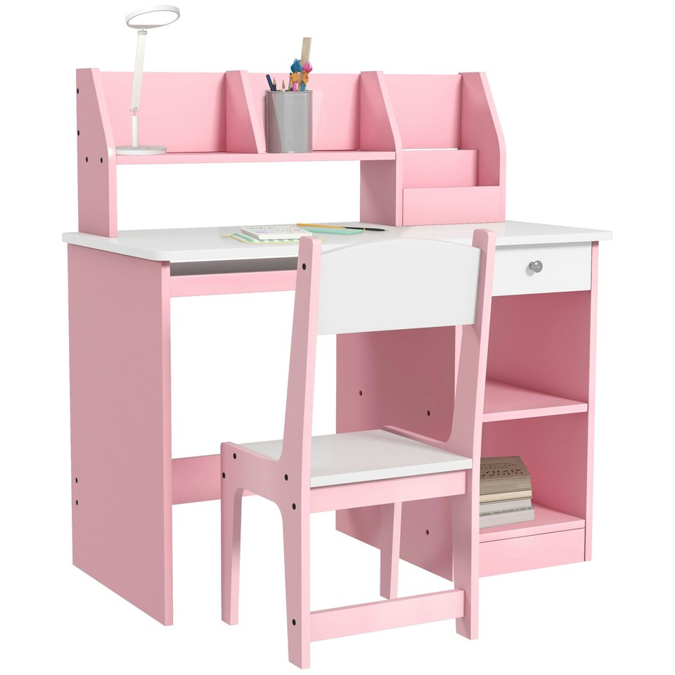 image 1 of ZONEKIZ Kids Desk and Chair Set with Storage, for Ages 5-8 Years 