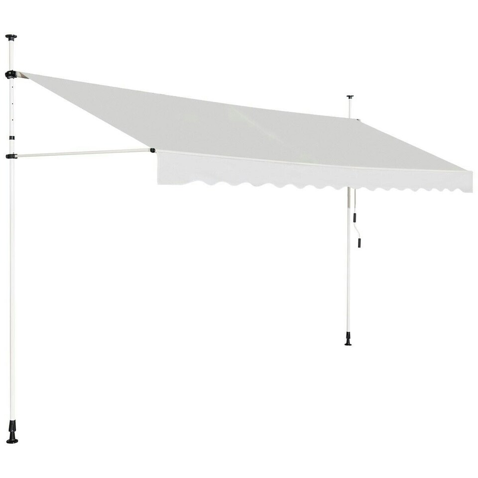 image 1 of COSTWAY 4M Telescopic Canopy Retractable Sun Shelter Beige White