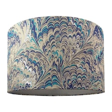 Contemporary and Vivid Peacock Print 40cm Table-Pendant Lampshade in Soft Cotton | Multi