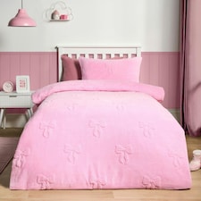 OHS Bows Tufted Fleece Duvet Set Pink | Double