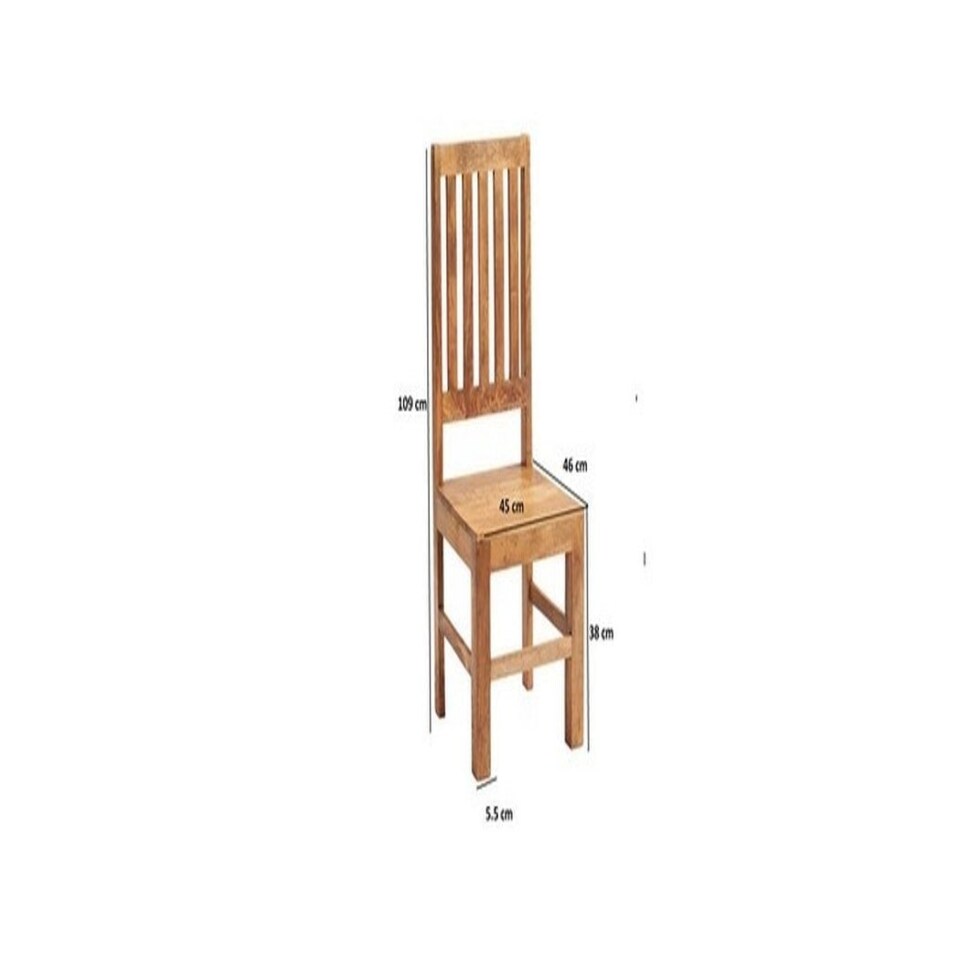 image 1 of Toko Light Mango Slat Back Chair (Set of 2) - Solid Mango Wood - L46 x W45 x H109 cm Brown