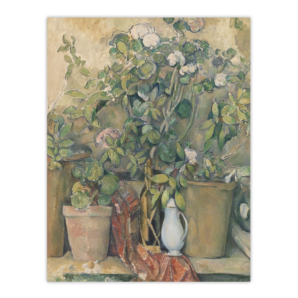 image 1 of Terracotta Pots and Flowers Paul Cezanne Wall Art Poster Print 12X16"