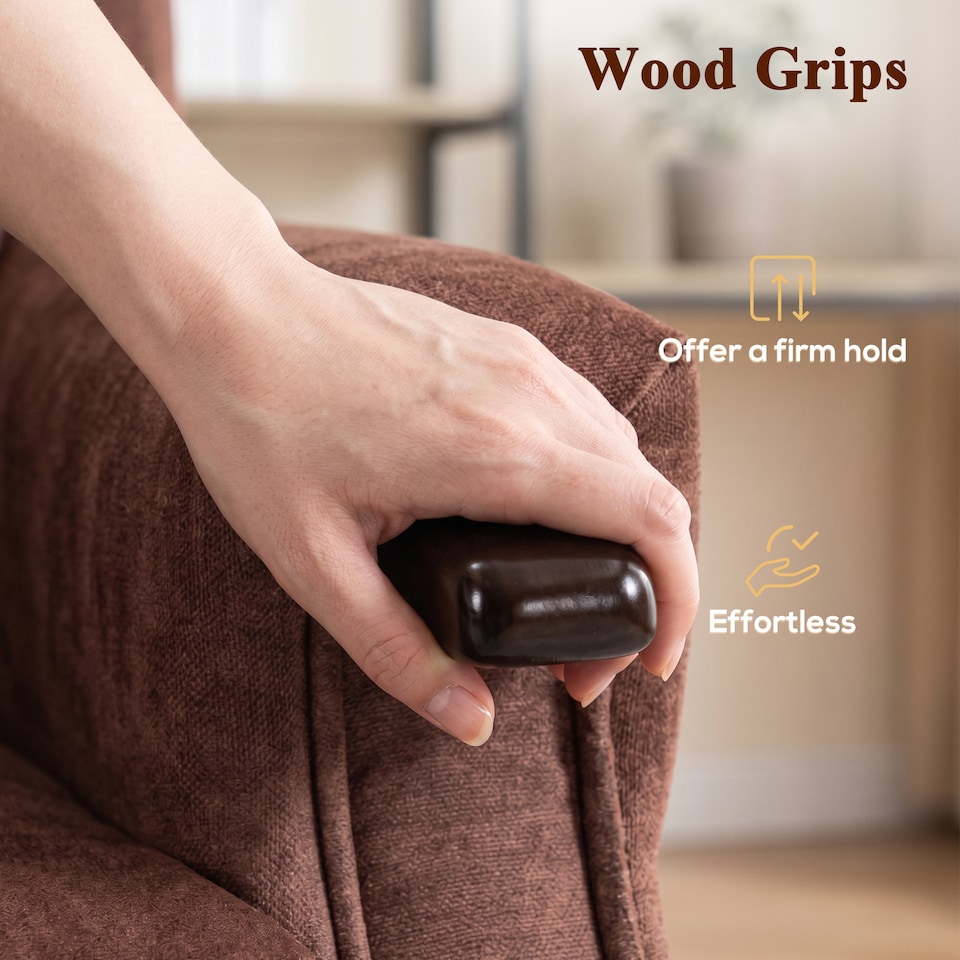 image 1 of HOMCOM Power Lift Recliner Chair with Vibration and Heat, Wood Grip