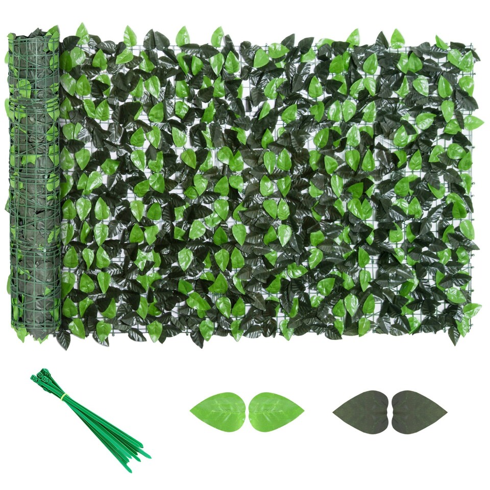 image 1 of Outsunny Artificial Leaf Hedge Screen Privacy Fence Panel for Garden 3Mx1M