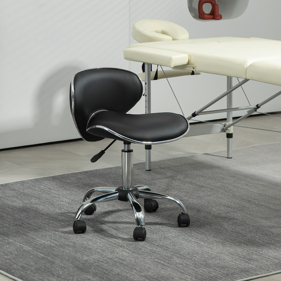 image 1 of HOMCOM Office Chair Beauty Salon Rolling Technician Stool Chair Grey