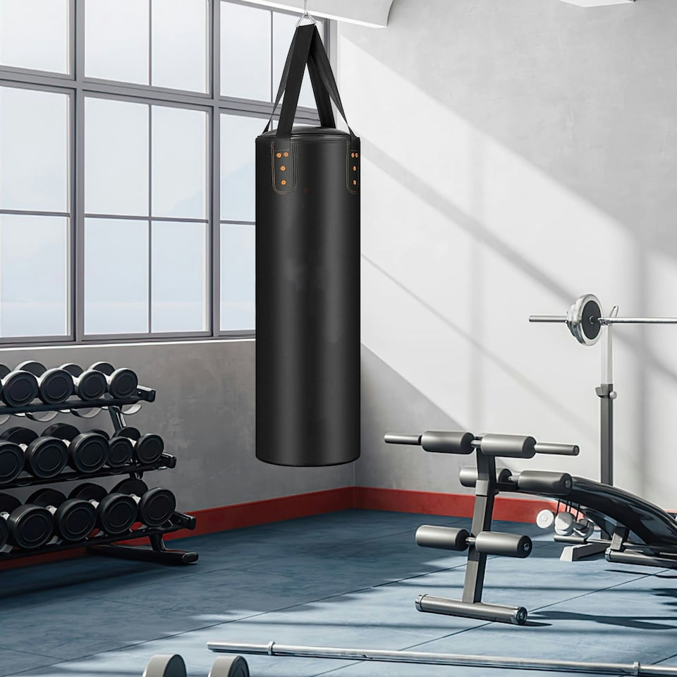 image 1 of COSTWAY Hanging Boxing Bag Set Unfilled Punching Bag Set Black