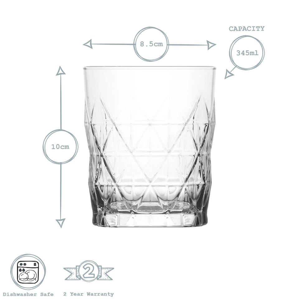 image 1 of LAV Keops Whisky Glasses - 345ml - Clear - Pack of 6 Clear