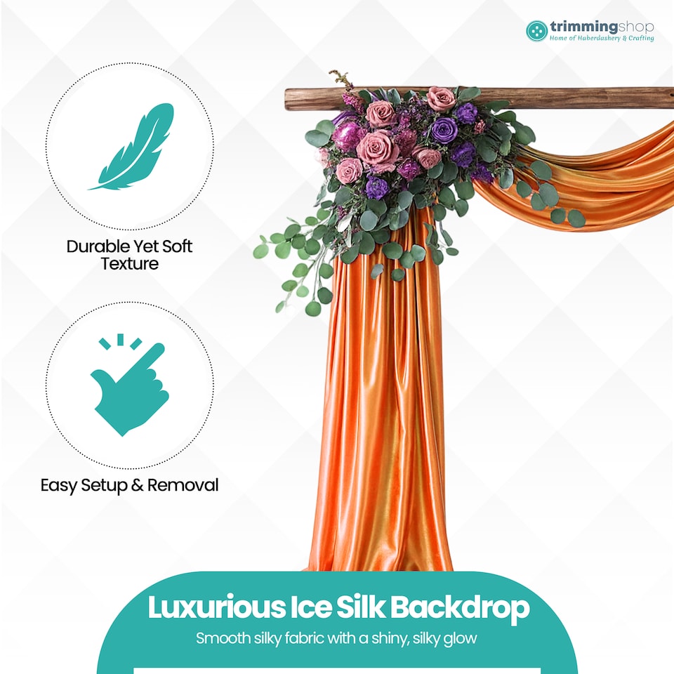 image 1 of 10m Ice Silk Fabric, Satin Material Silk Overlay, Backdrop Fabric