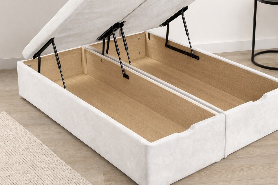 image 1 of Ottoman White Plush 2ft6 Small Single Under Bed Storage Bed Set