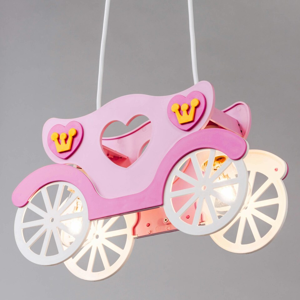 image 1 of BHS Glow Princess Carriage Ceiling Pendant Light, Pink