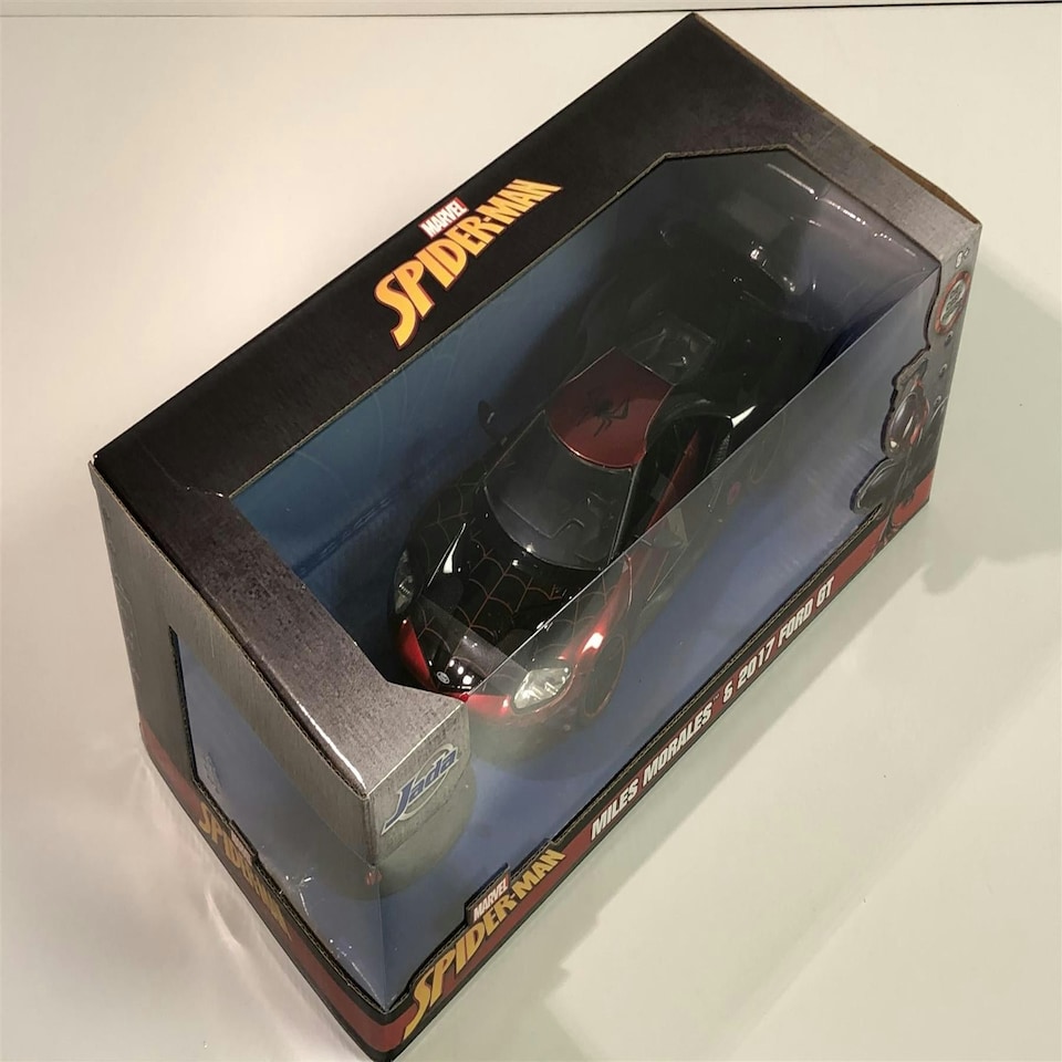 image 1 of Spiderman Miles Morales 2017 Ford GT with Figure 1:24 Scale Jada 31190