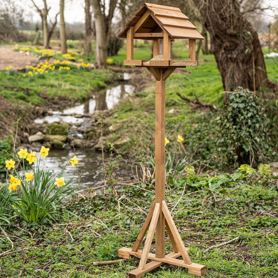 image 1 of Gardman Belton Bird Table 145cm FSC certified timber | Brown | Wood | 1 x Bird Table