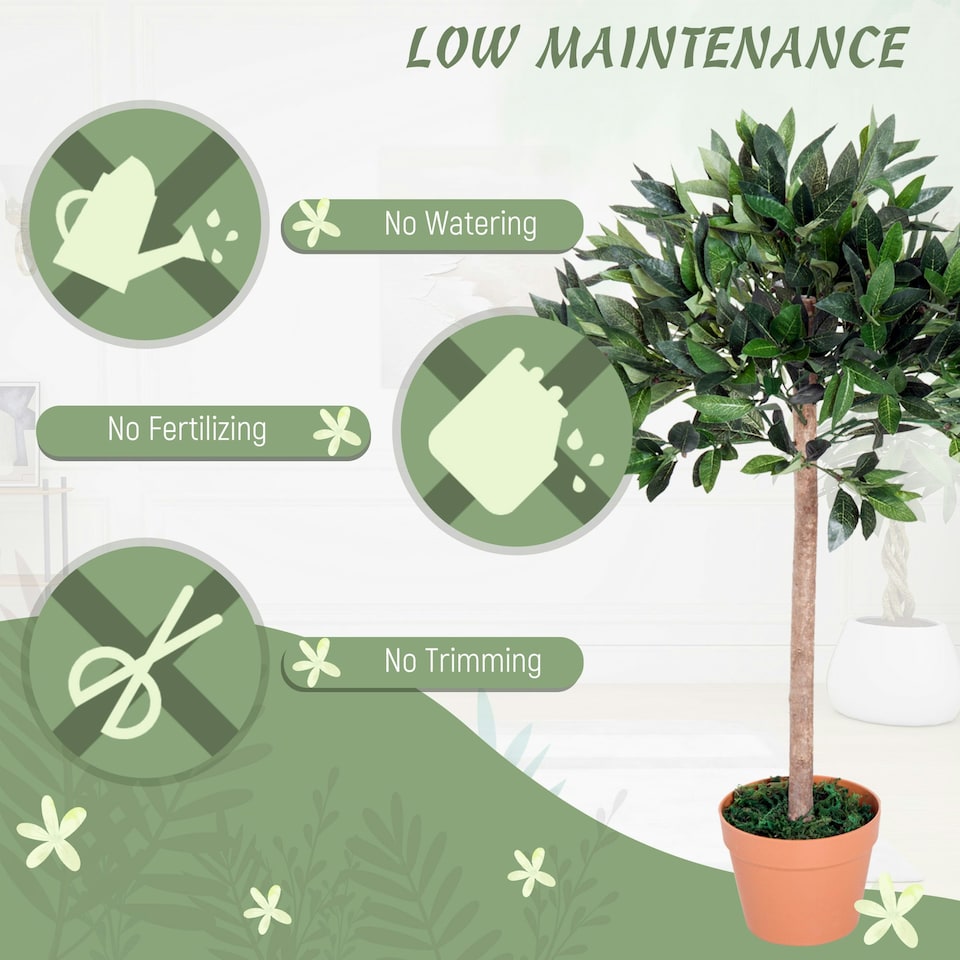 image 1 of Outsunny Artificial Olive Tree Plant In an Orange Pot 90 cm for Home