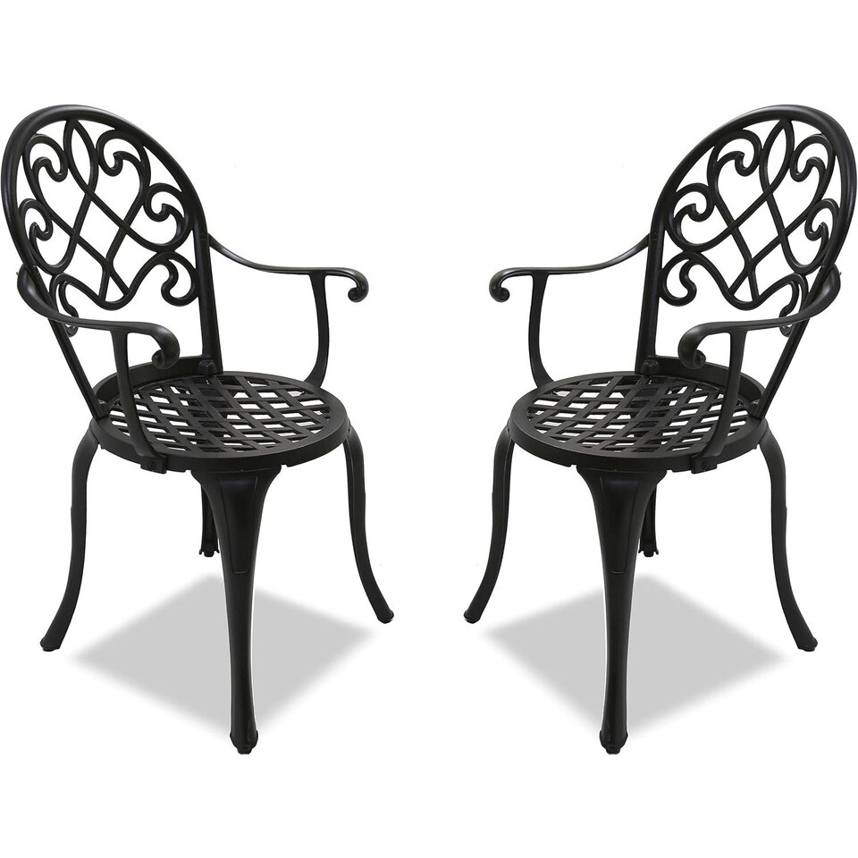 image 1 of Centurion Supports Prego 2-Large Garden and Patio Bistro Chairs with Armrests in Cast Aluminium Black