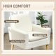 image 9 of HOMCOM Modern Accent Chair with Wood Legs, Wide Seat, Cream