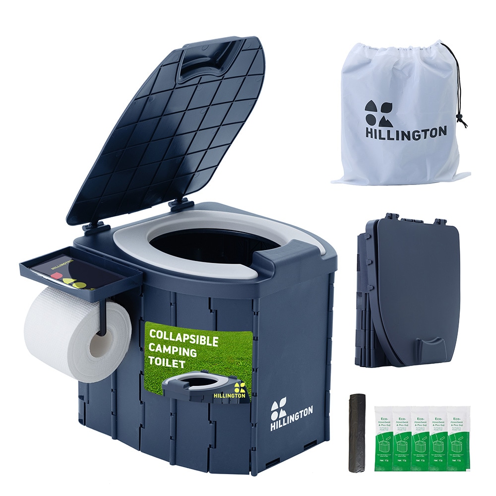 Hillington Portable Camping Toilet 150kg - Foldable with Padded Seat &  Complete Accessory Kit - Blue - Tesco Groceries