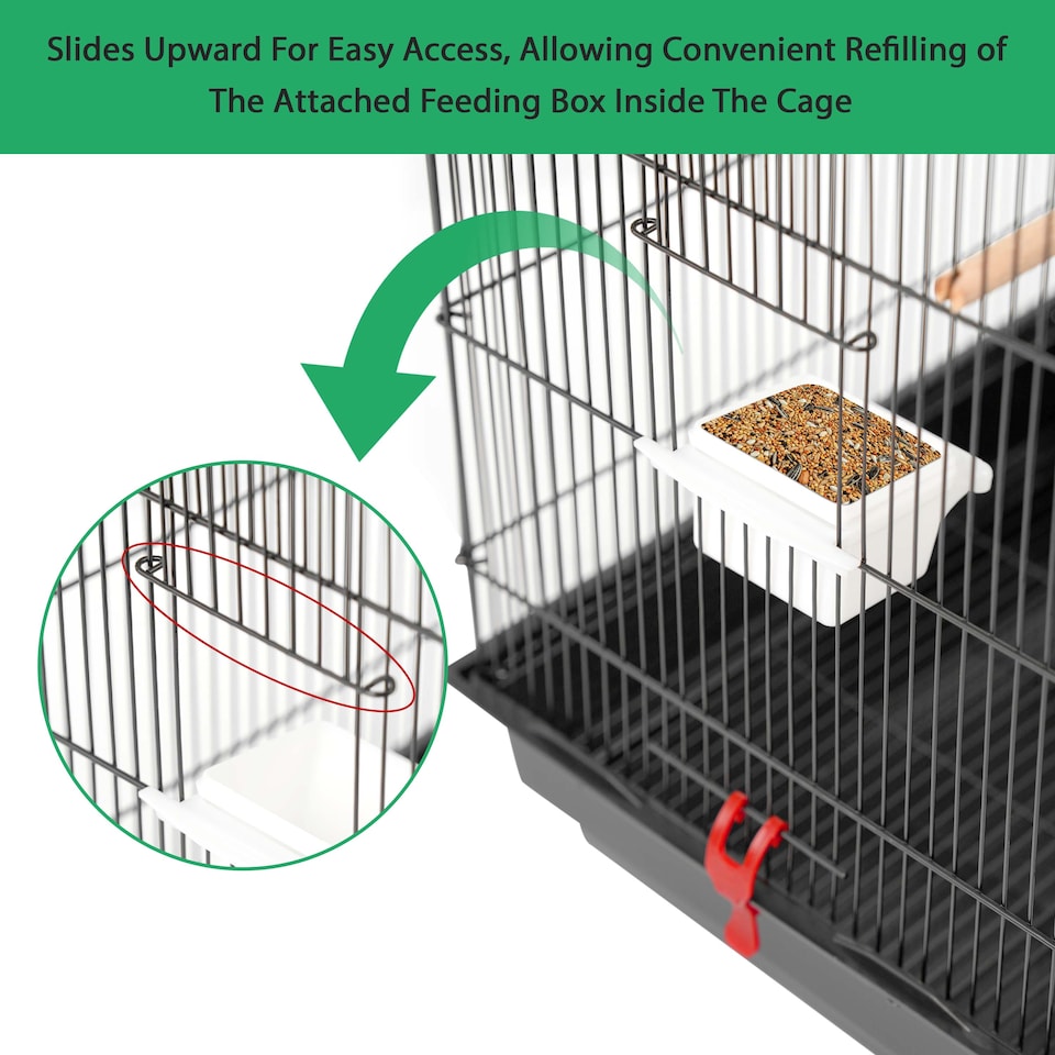 image 1 of Large Metal Bird Cage Budgie Canary Parakeet Cockatiel Finch Lovebird Tall Cages, Black