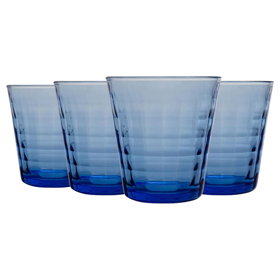 image 1 of Duralex Prisme Drinking Glasses - 220ml Tumblers for Water, Juice - Blue - Pack of 4 | Clear | Clear
